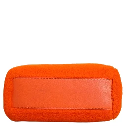 Orange Leather and Shearling Mini Peekaboo Top Handle Bag