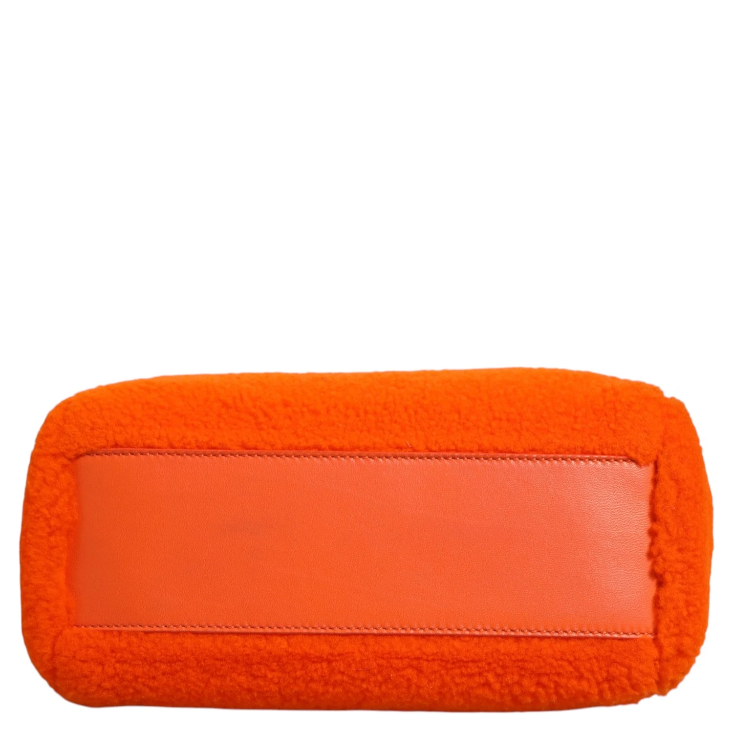 Orange Leather and Shearling Mini Peekaboo Top Handle Bag
