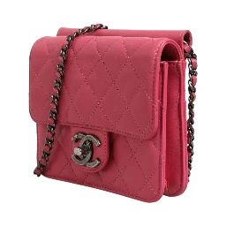 Pink Quilted Lambskin Leather Classic Square Mini Flap Bag