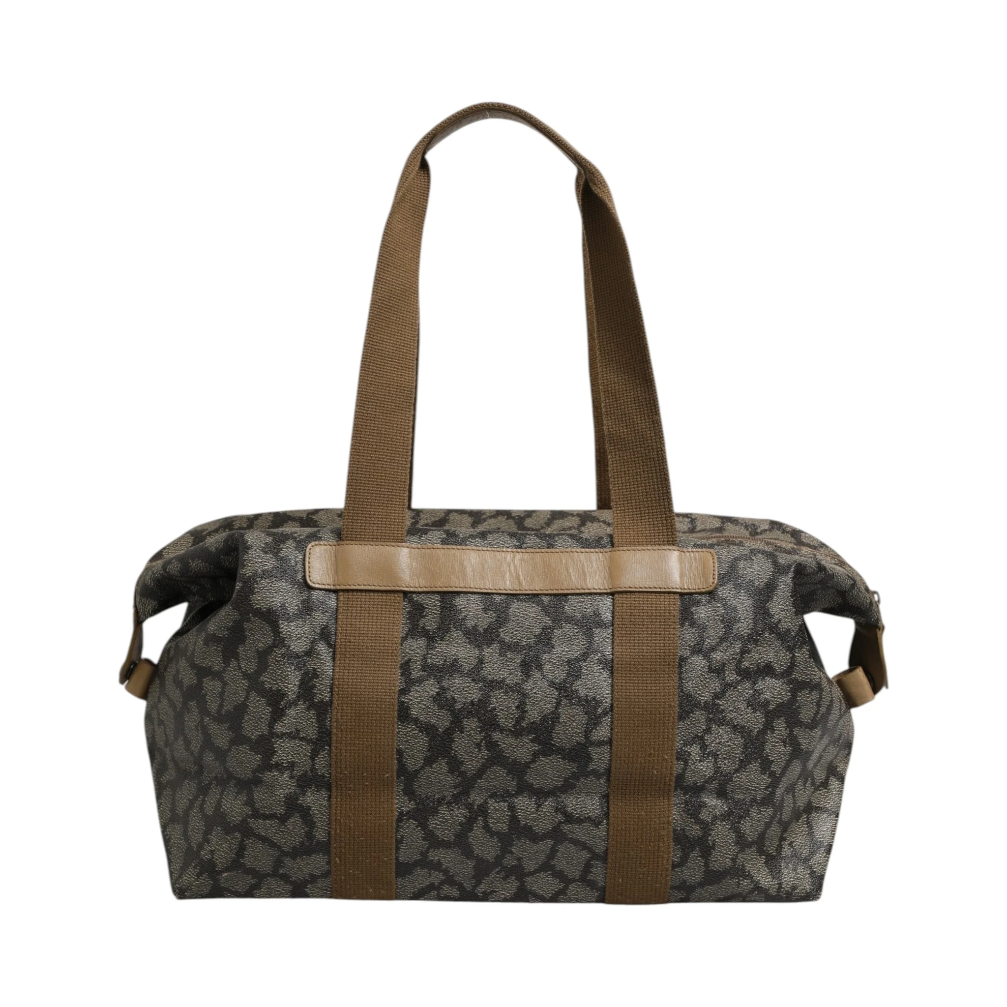 Green and Brown Pattern Canvas Duffel Bag