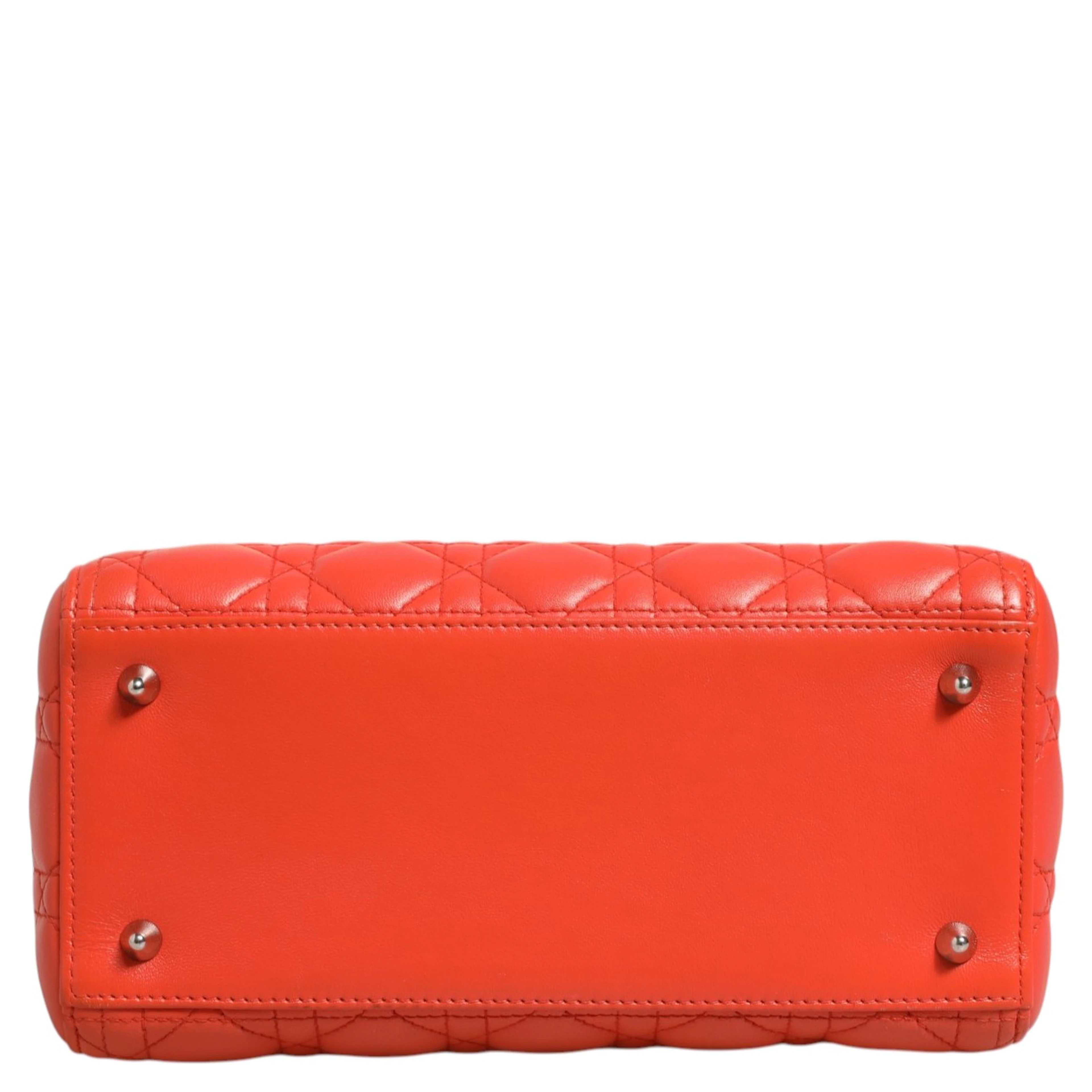 Orange Cannage Lambskin Leather Lady Dior Bag
