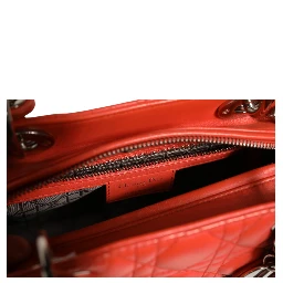 Orange Cannage Lambskin Leather Lady Dior Bag