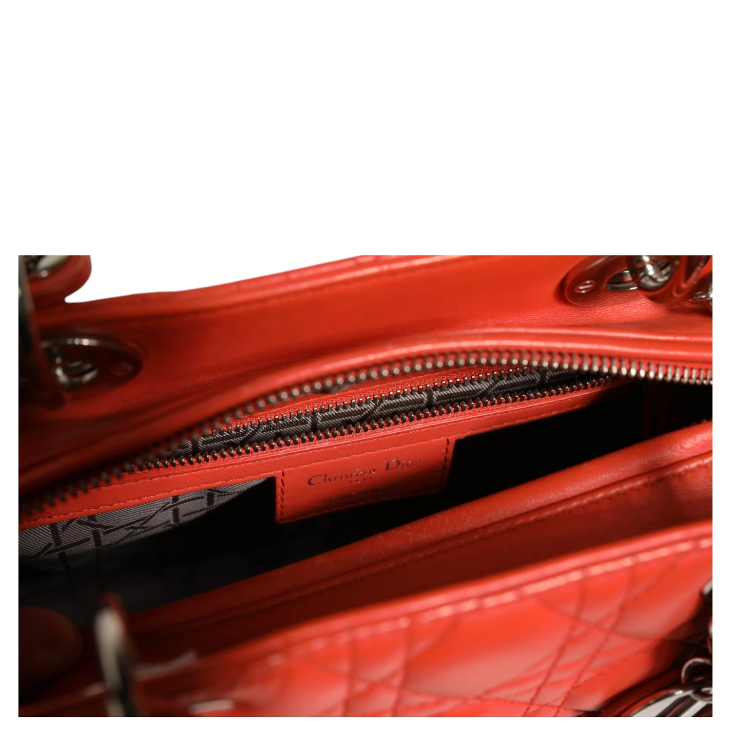 Orange Cannage Lambskin Leather Lady Dior Bag