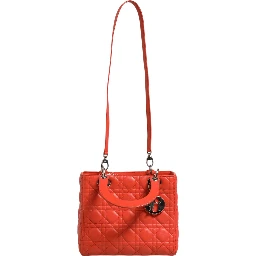 Orange Cannage Lambskin Leather Lady Dior Bag