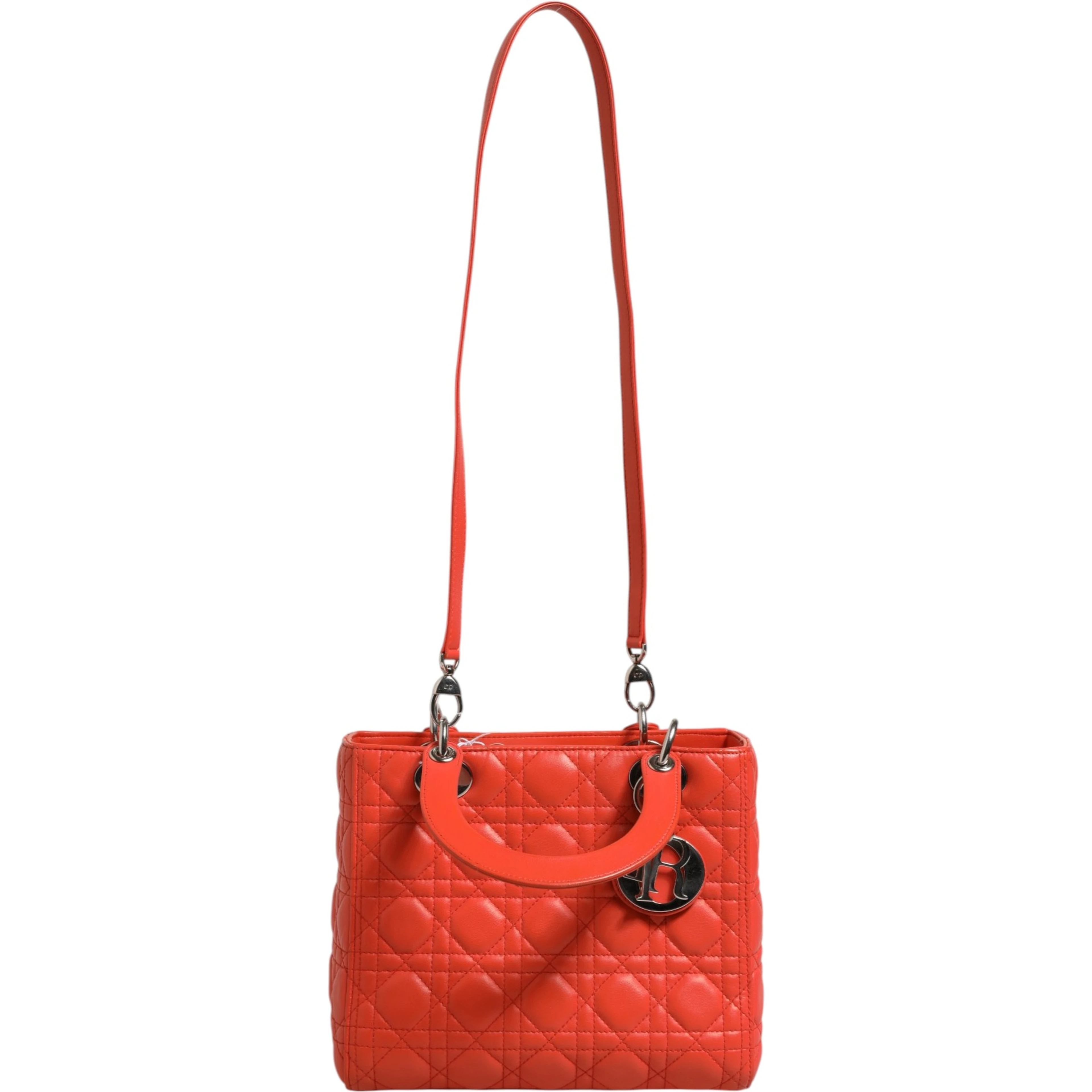 Orange Cannage Lambskin Leather Lady Dior Bag