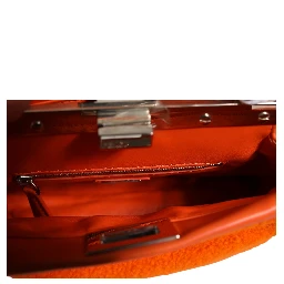 Orange Leather and Shearling Mini Peekaboo Top Handle Bag