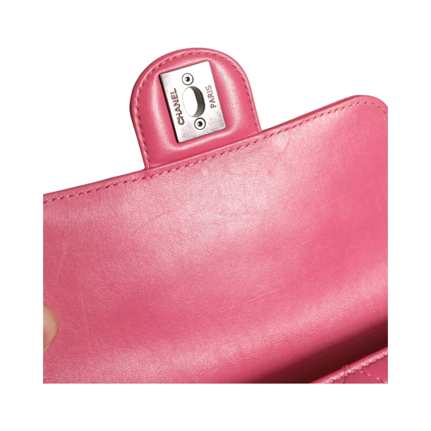 Pink Quilted Lambskin Leather Classic Square Mini Flap Bag