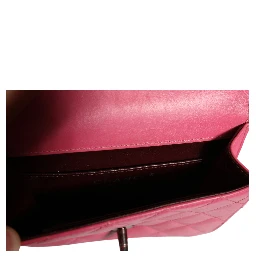 Pink Quilted Lambskin Leather Classic Square Mini Flap Bag