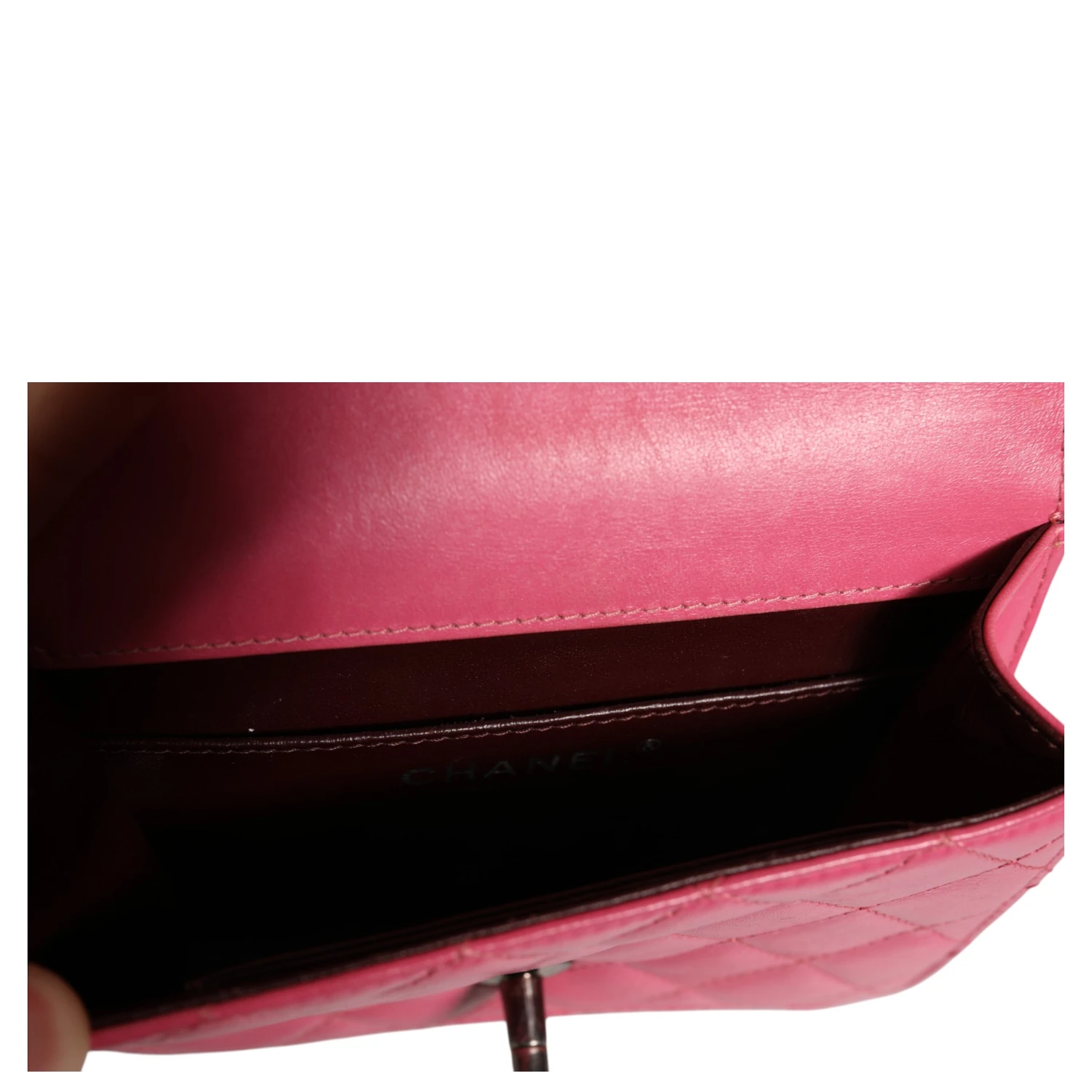 Pink Quilted Lambskin Leather Classic Square Mini Flap Bag