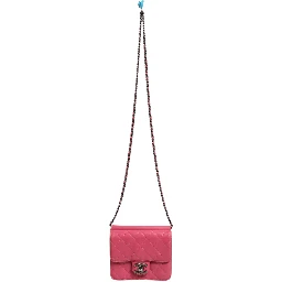 Pink Quilted Lambskin Leather Classic Square Mini Flap Bag