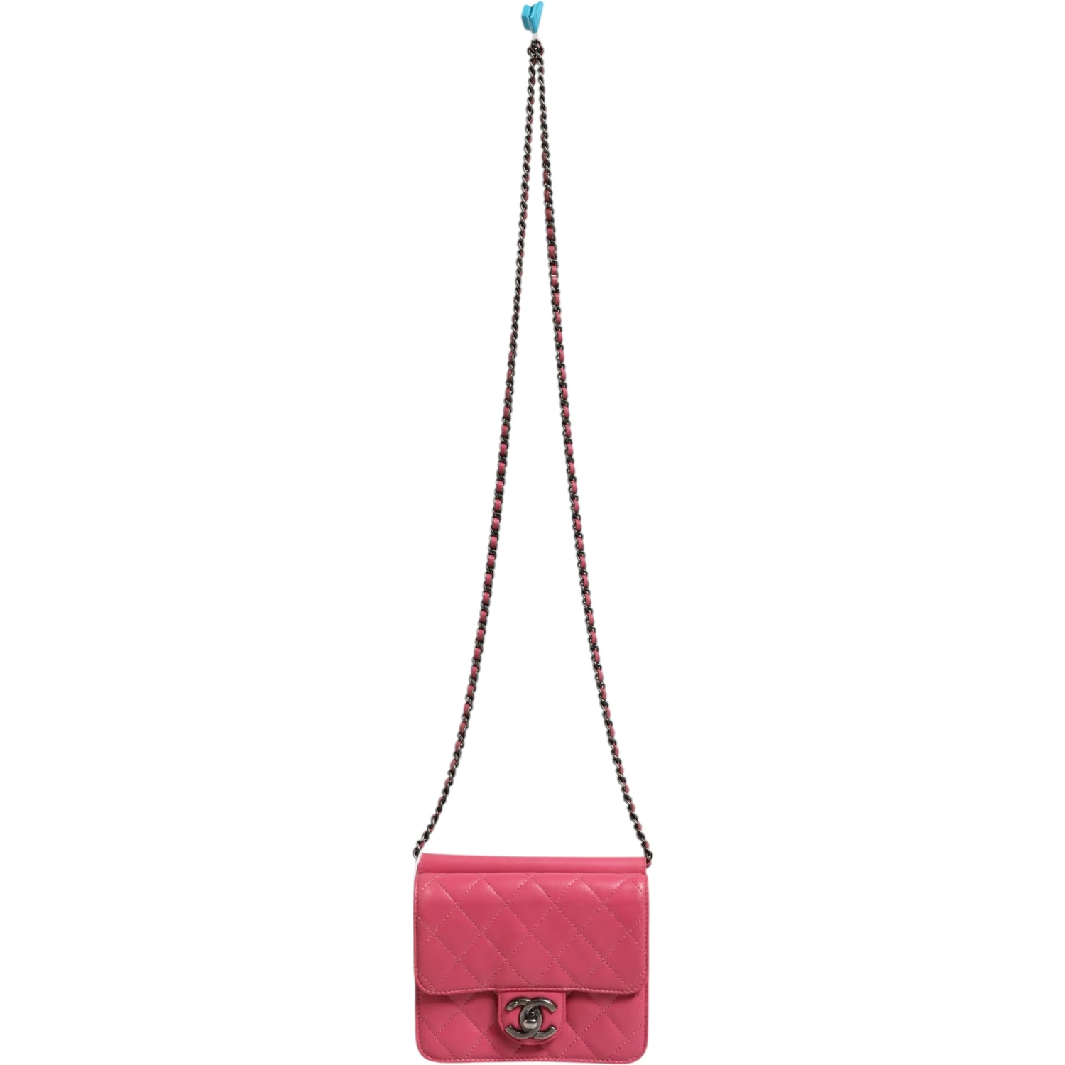 Pink Quilted Lambskin Leather Classic Square Mini Flap Bag