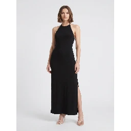 HALTER LONG DRESS W SIDE SLIT