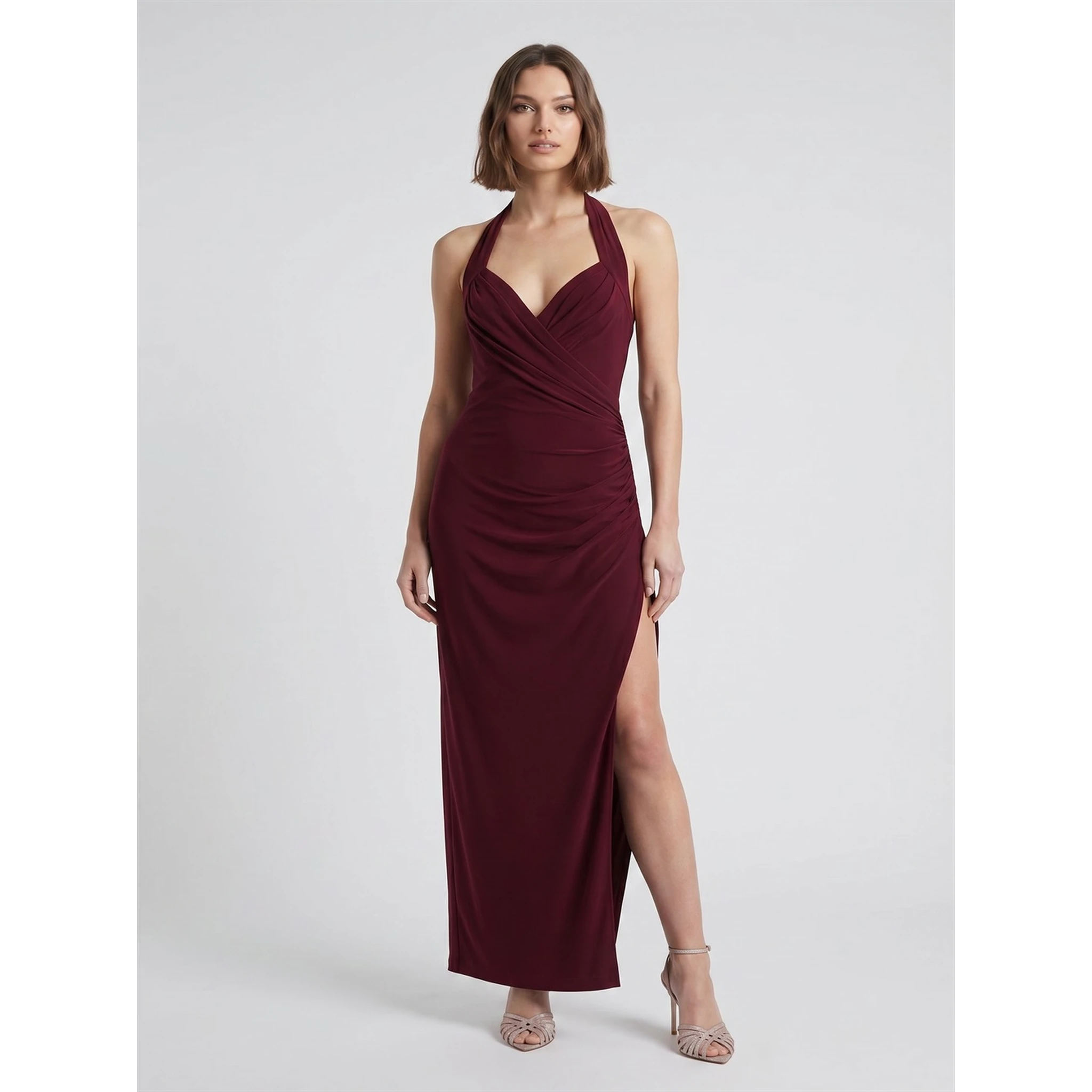 HALTER SWEETSHIRT SIDE DRAPE GOWN