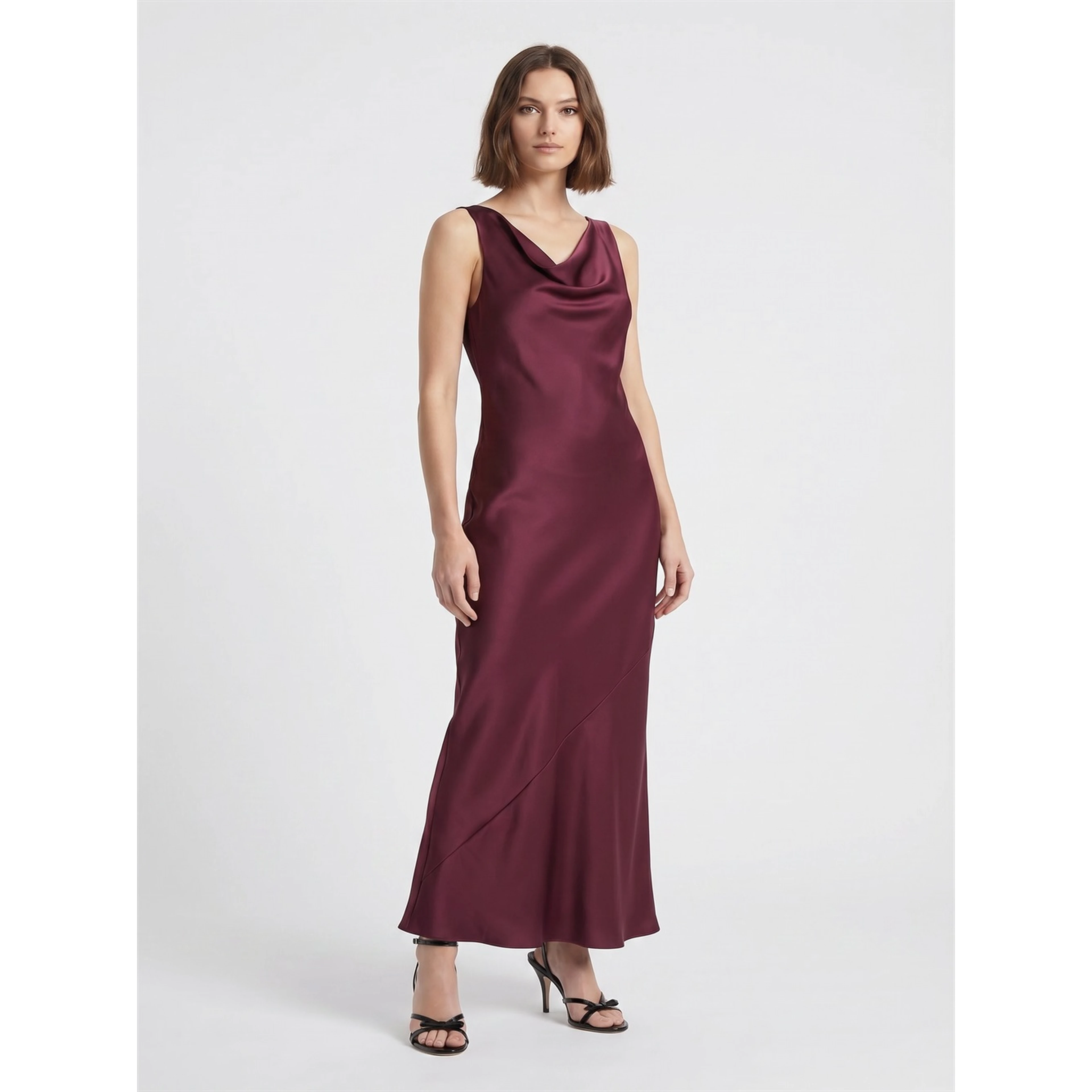 SLEEVELESS LOW BACK DRAPE GOWN