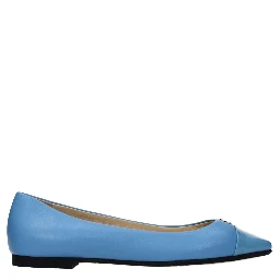 Light Blue Leather Ballet Flats