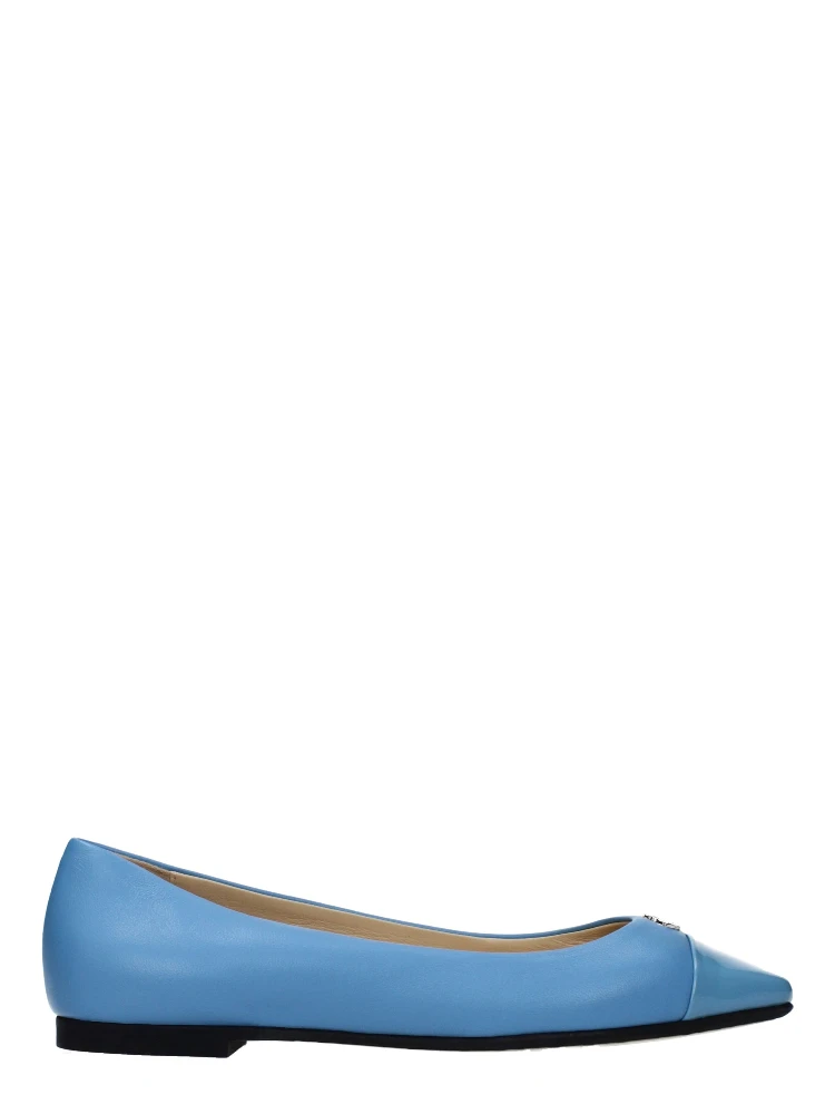 Light Blue Leather Ballet Flats