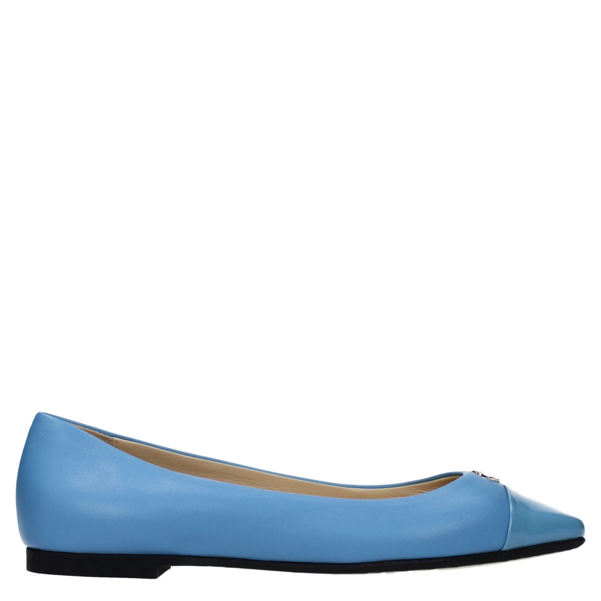 Light Blue Leather Ballet Flats