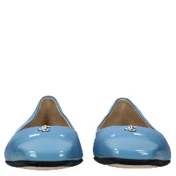 Light Blue Leather Ballet Flats