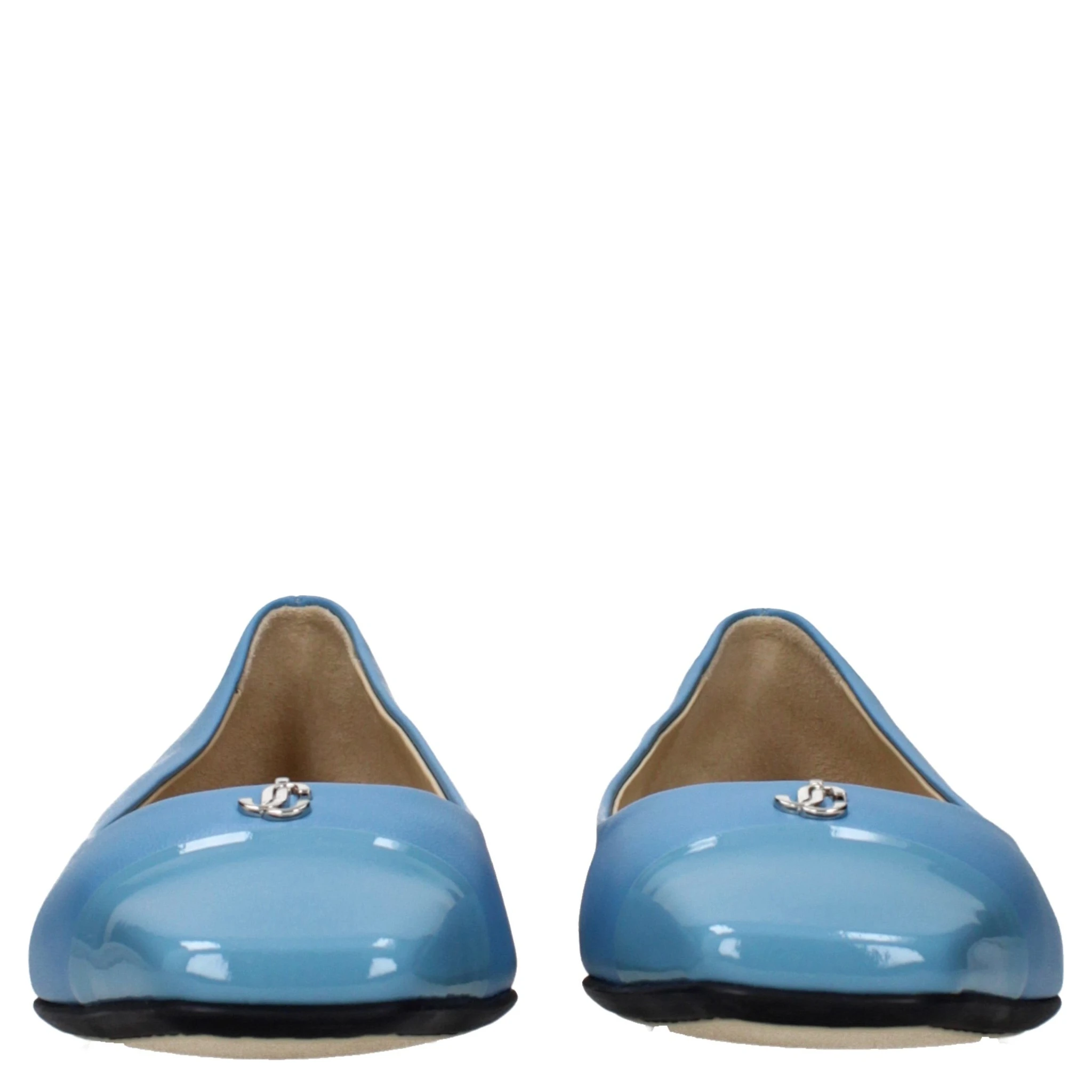 Light Blue Leather Ballet Flats