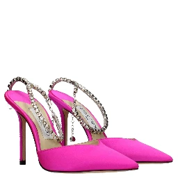 Pink Satin Stiletto Heel Sandals