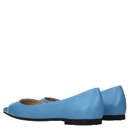 Light Blue Leather Ballet Flats
