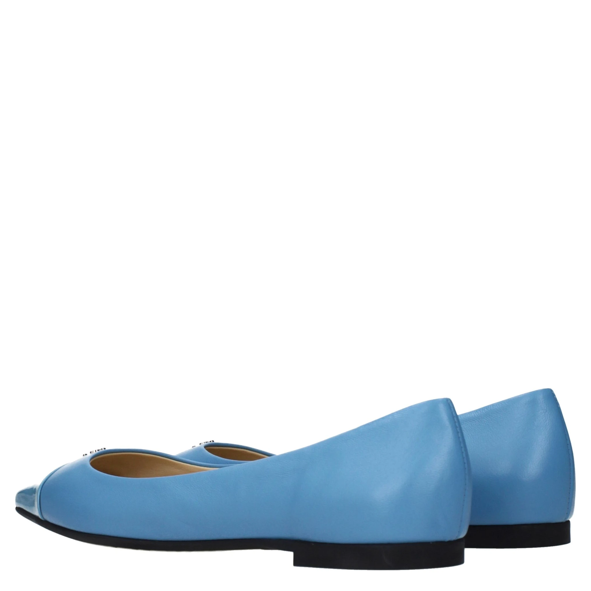 Light Blue Leather Ballet Flats