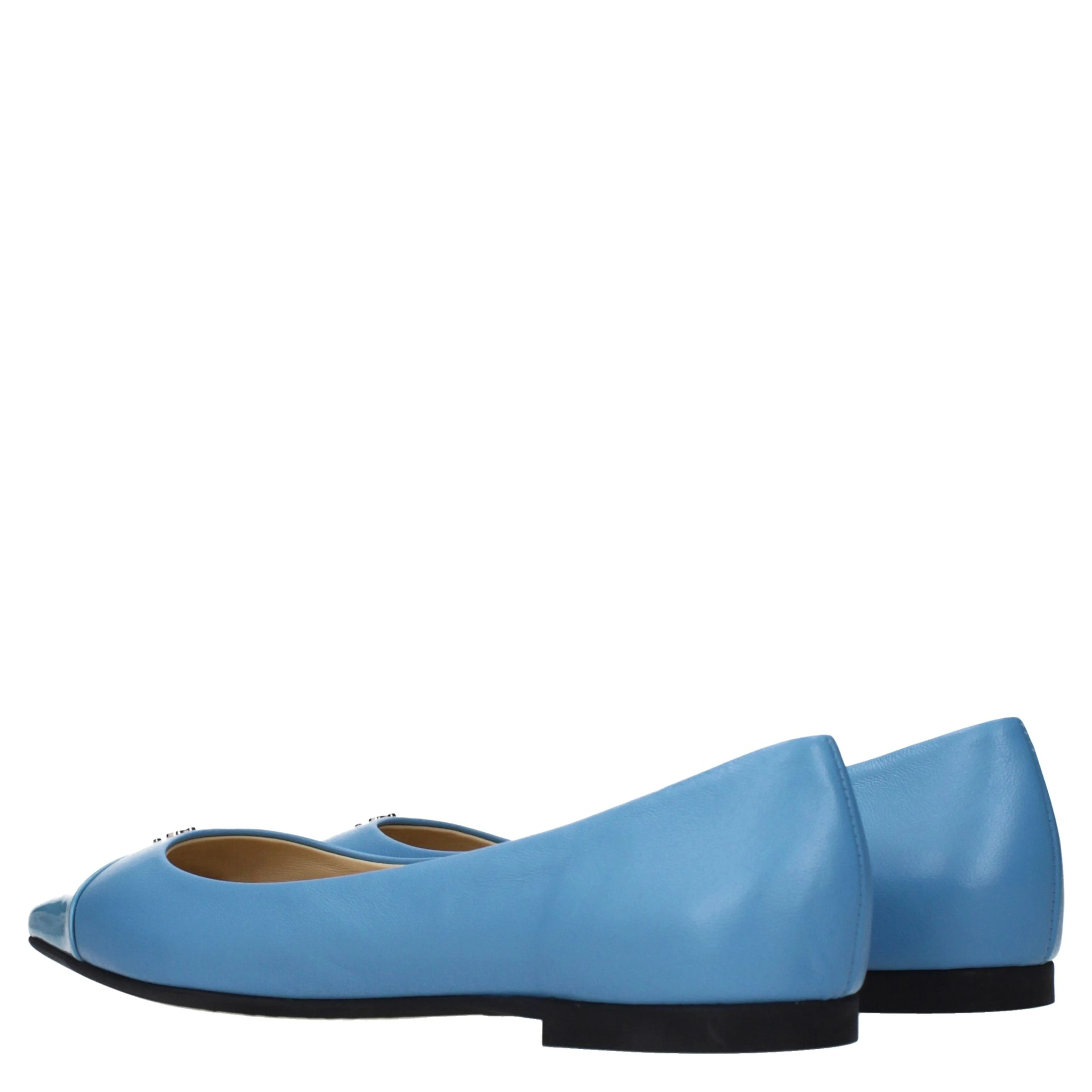 Light Blue Leather Ballet Flats