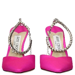 Pink Satin Stiletto Heel Sandals