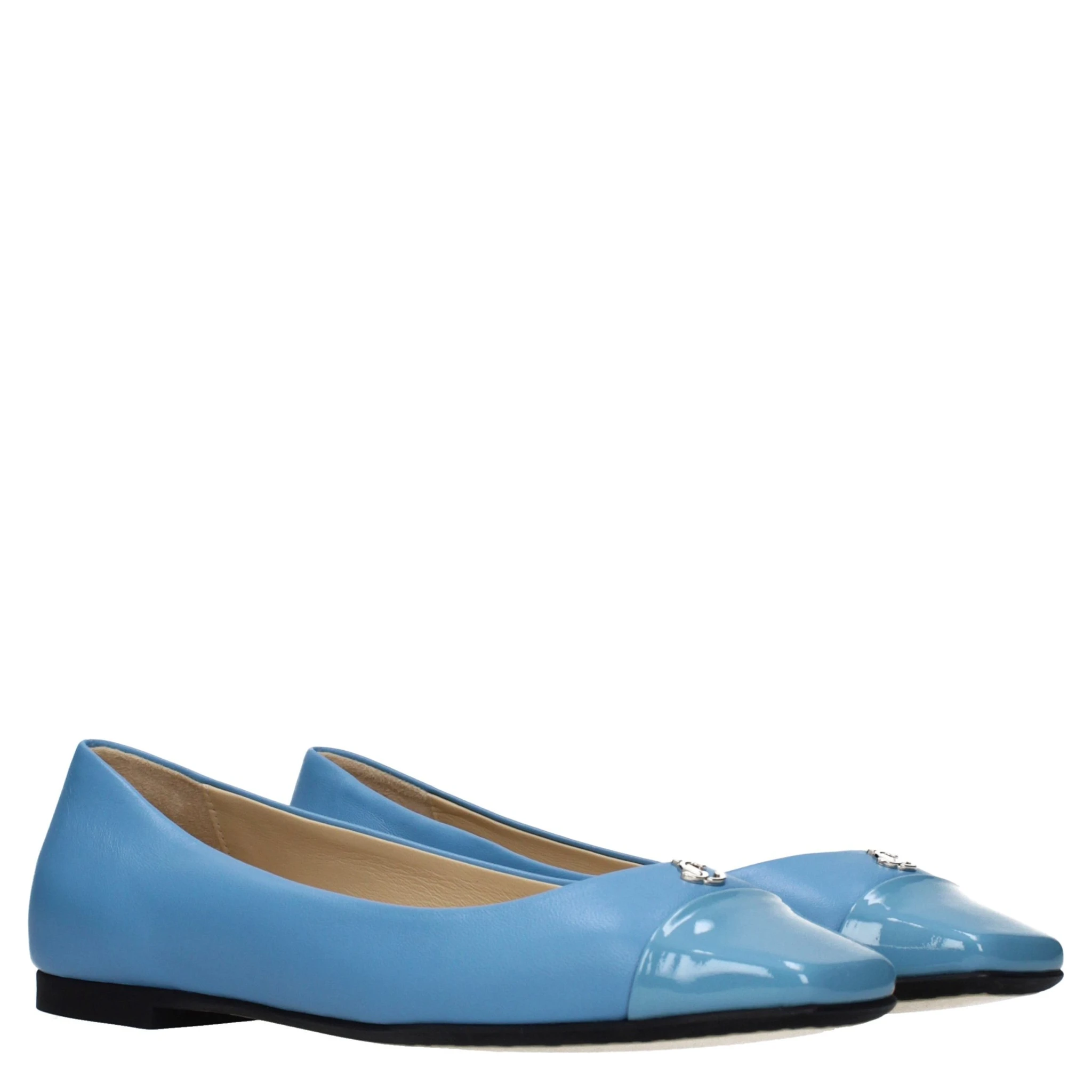 Light Blue Leather Ballet Flats