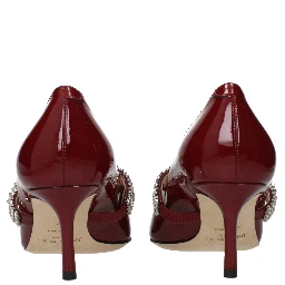 Red Leather High Heel Pumps