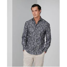 Gray Cotton Pattern Shirt
