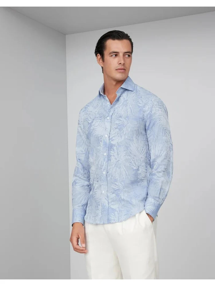 Blue Cotton Pattern Shirt