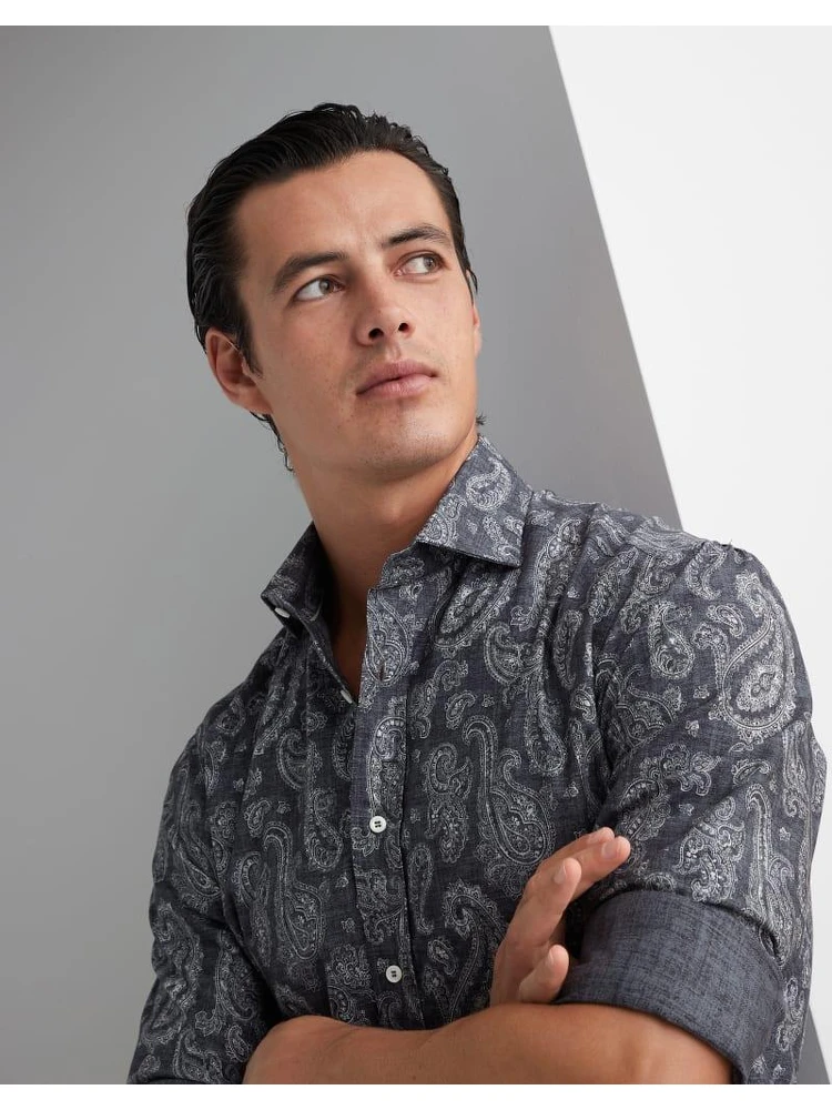 Gray Cotton Pattern Shirt alternative