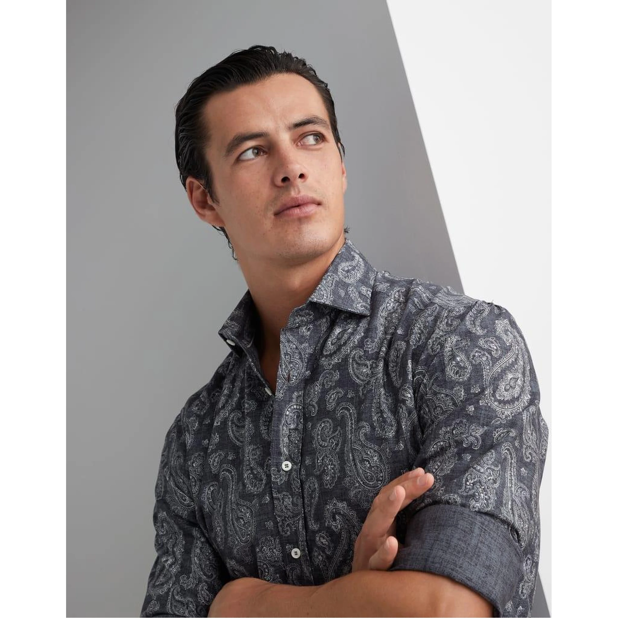 Gray Cotton Pattern Shirt