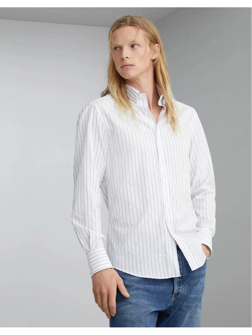 Bicolor Cotton Pattern Shirt