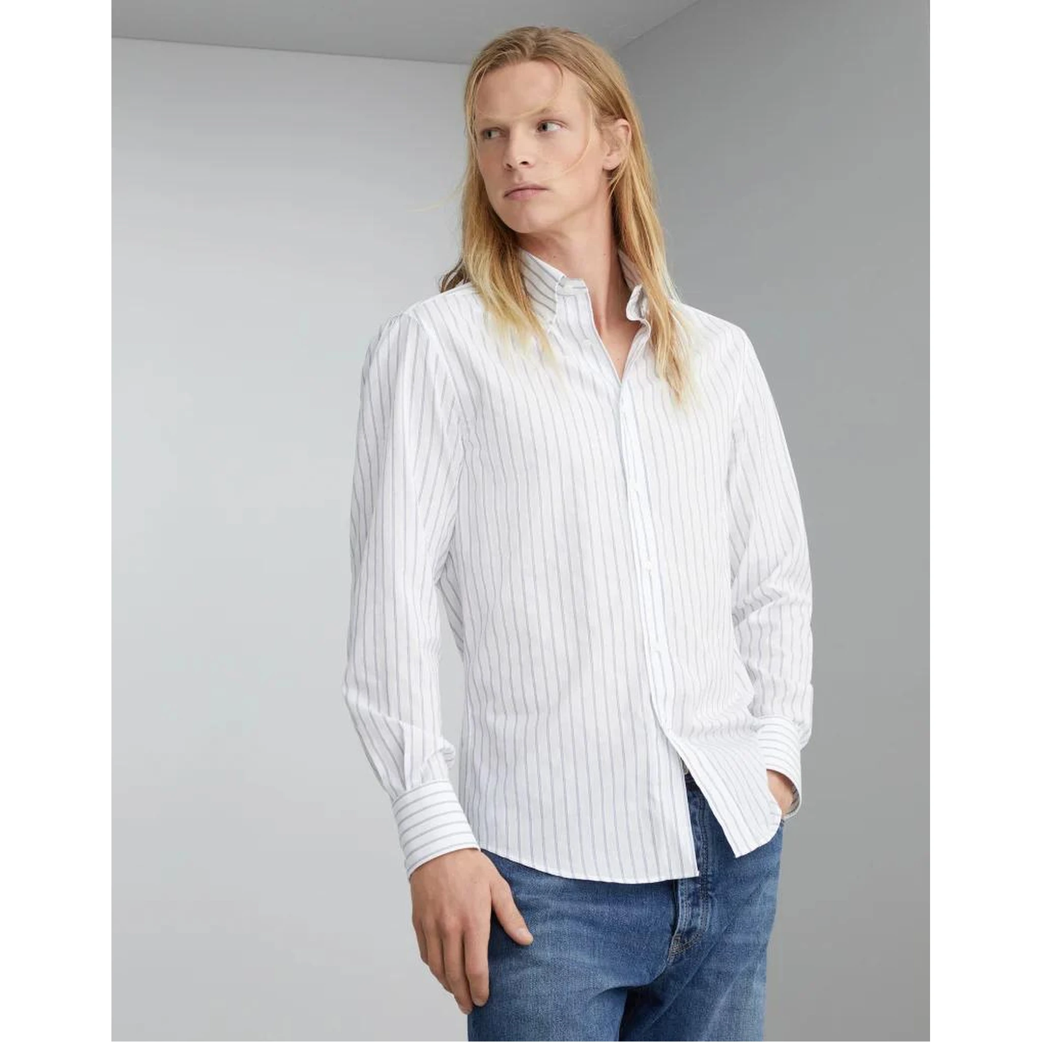 Bicolor Cotton Pattern Shirt