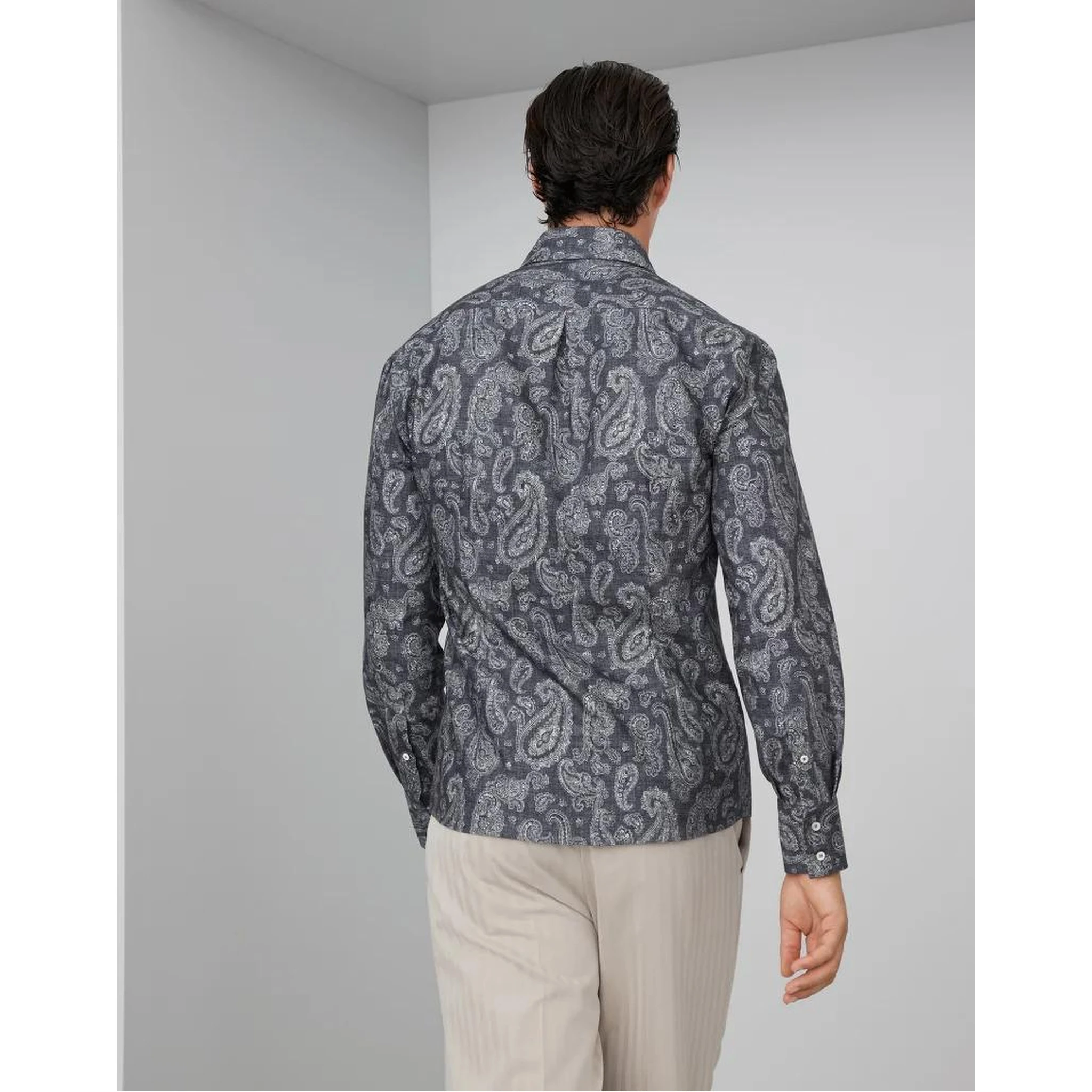 Gray Cotton Pattern Shirt