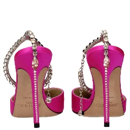 Pink Satin Stiletto Heel Sandals