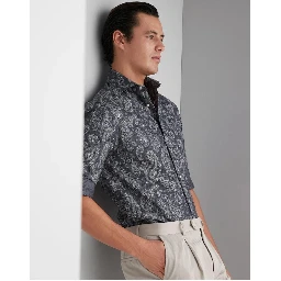 Gray Cotton Pattern Shirt