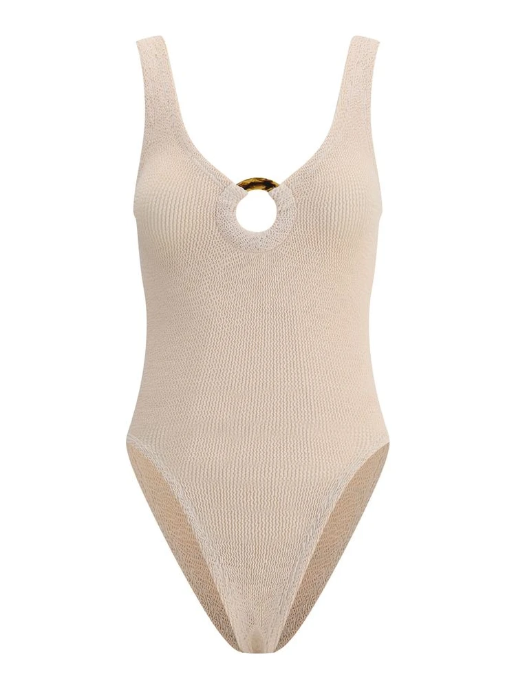 Beige Polyamide One-Piece Swimsuit