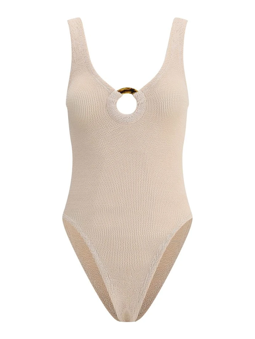 Beige Polyamide One-Piece Swimsuit