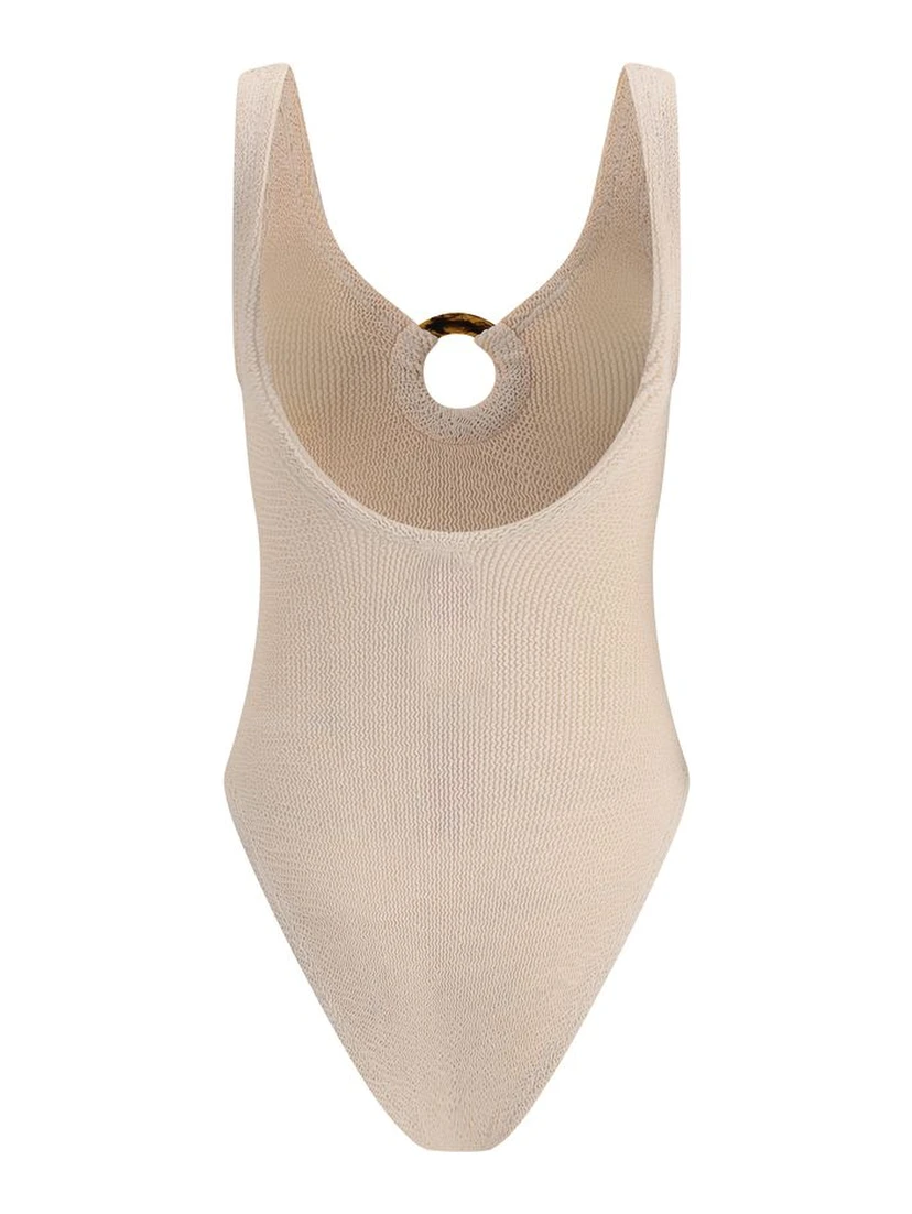 Beige Polyamide One-Piece Swimsuit
