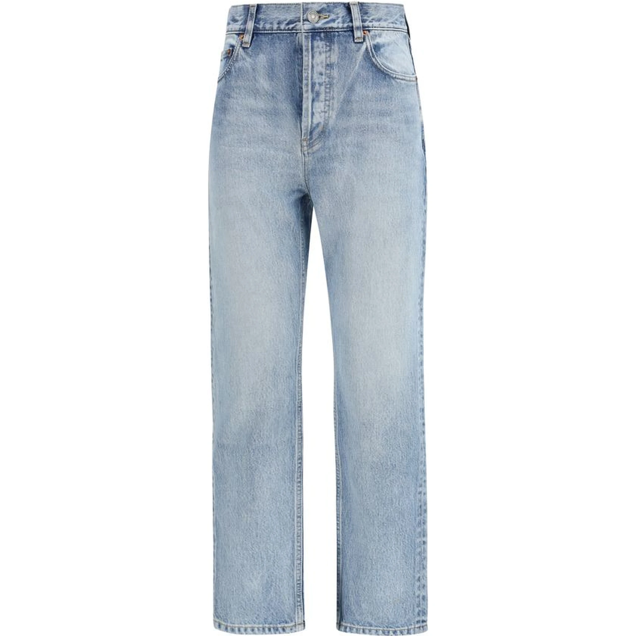 Blue Cotton Cropped Jeans
