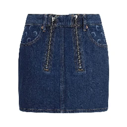 Blue Cotton Mini Skirt