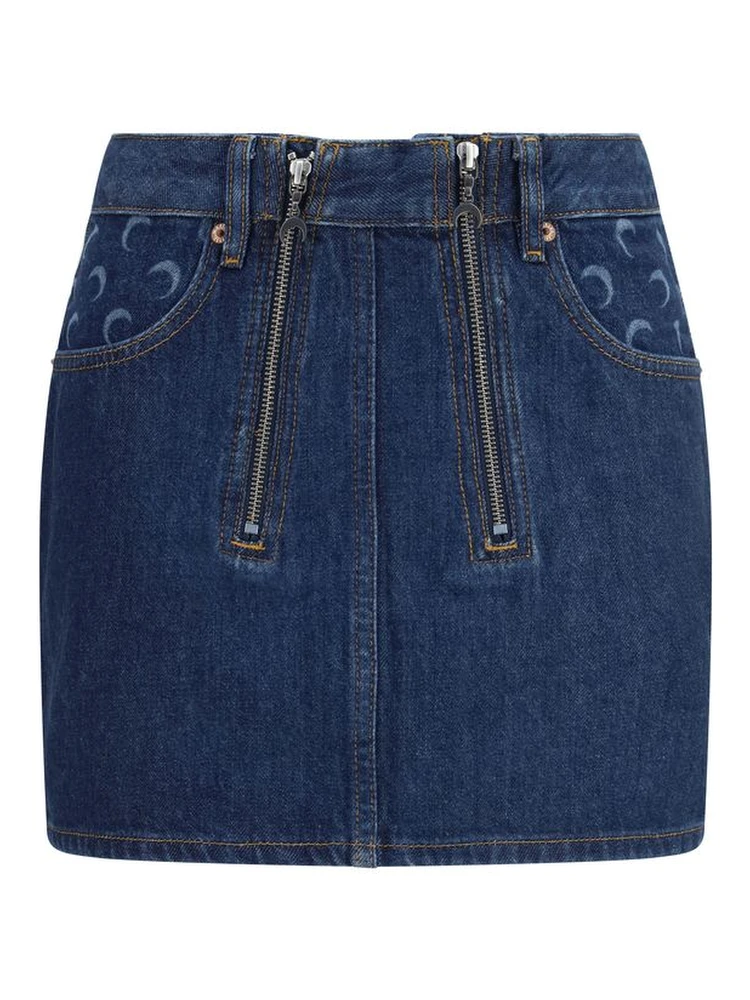 Blue Cotton Mini Skirt