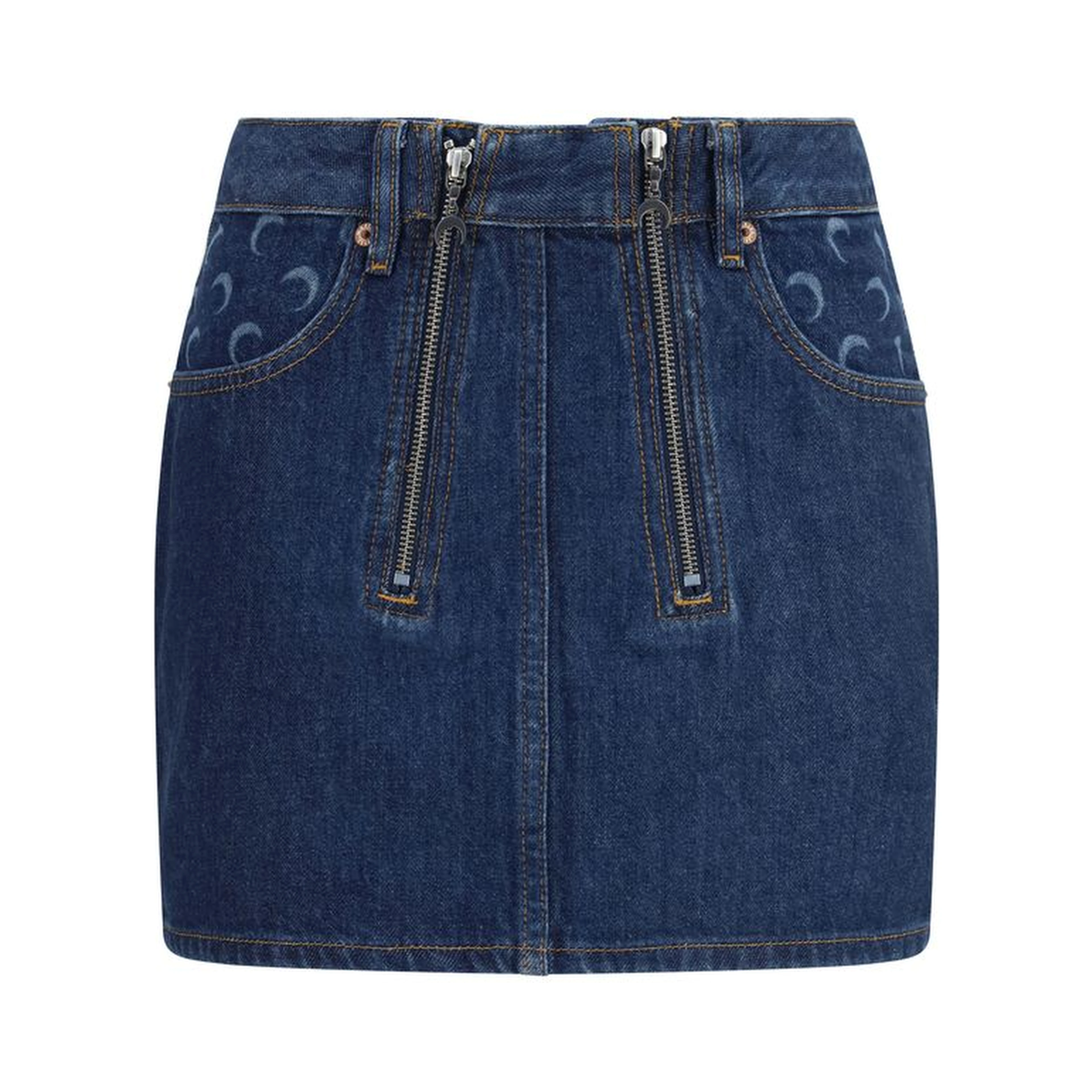 Blue Cotton Mini Skirt