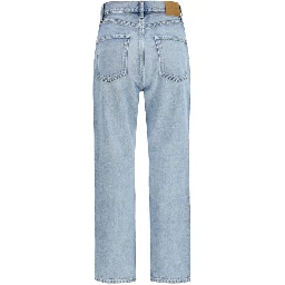 Blue Cotton Cropped Jeans