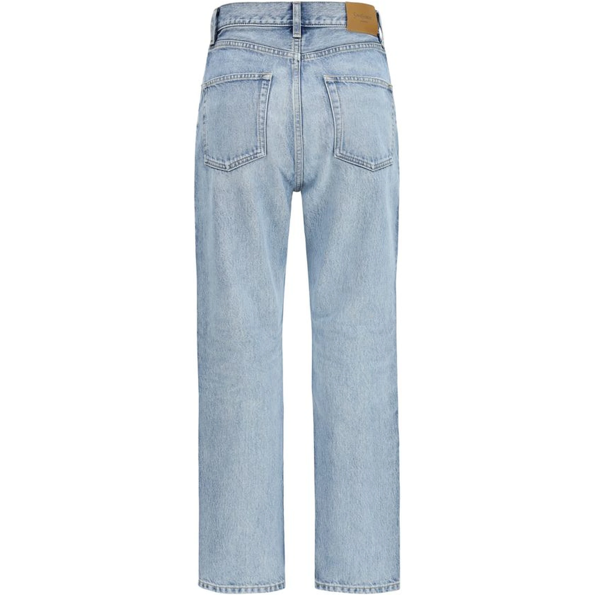 Blue Cotton Cropped Jeans