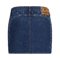 Blue Cotton Mini Skirt