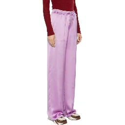Purple Polyester Casual Pants